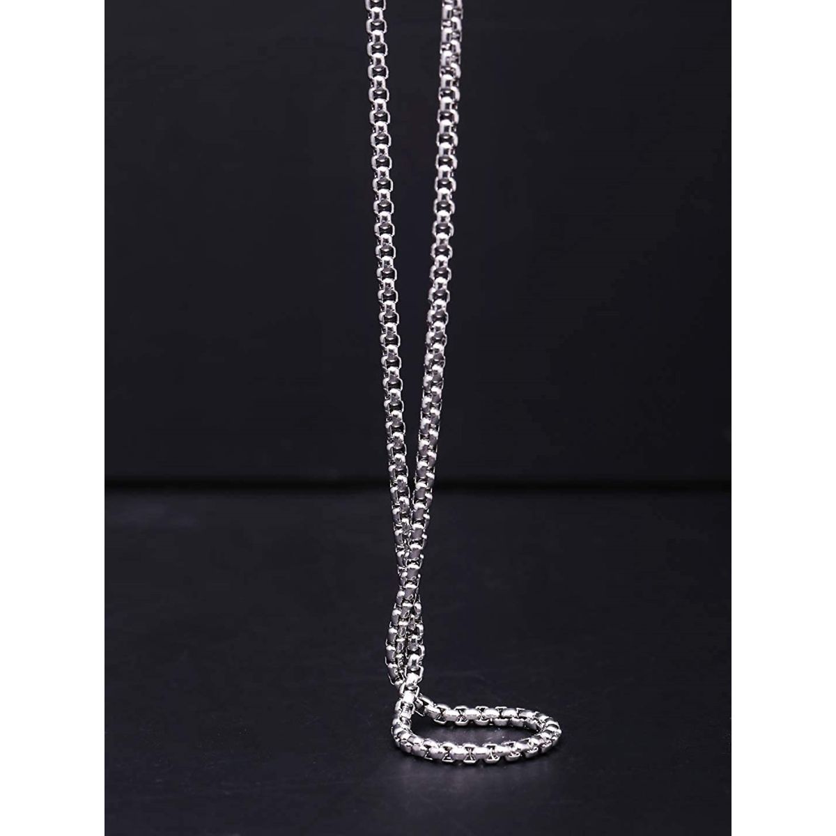 Buy OOMPH Silver Tone Box Chain Stainless Steel Neck Chain for Men and Boys  Online